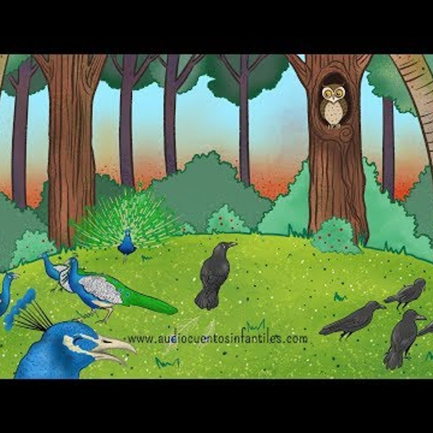 020. Los pavos reales y Pomposo el cuervo  Cuento con valores